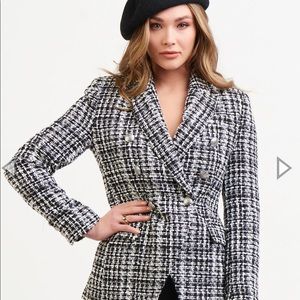 Black Tape BLACK AND WHITE DOUBLE BREASTED TWEED BLAZE BNWTS